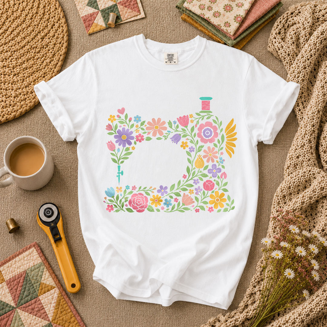 Floral Sewing Machine Shirt – Quilting & Sewing Lover Gift Tee