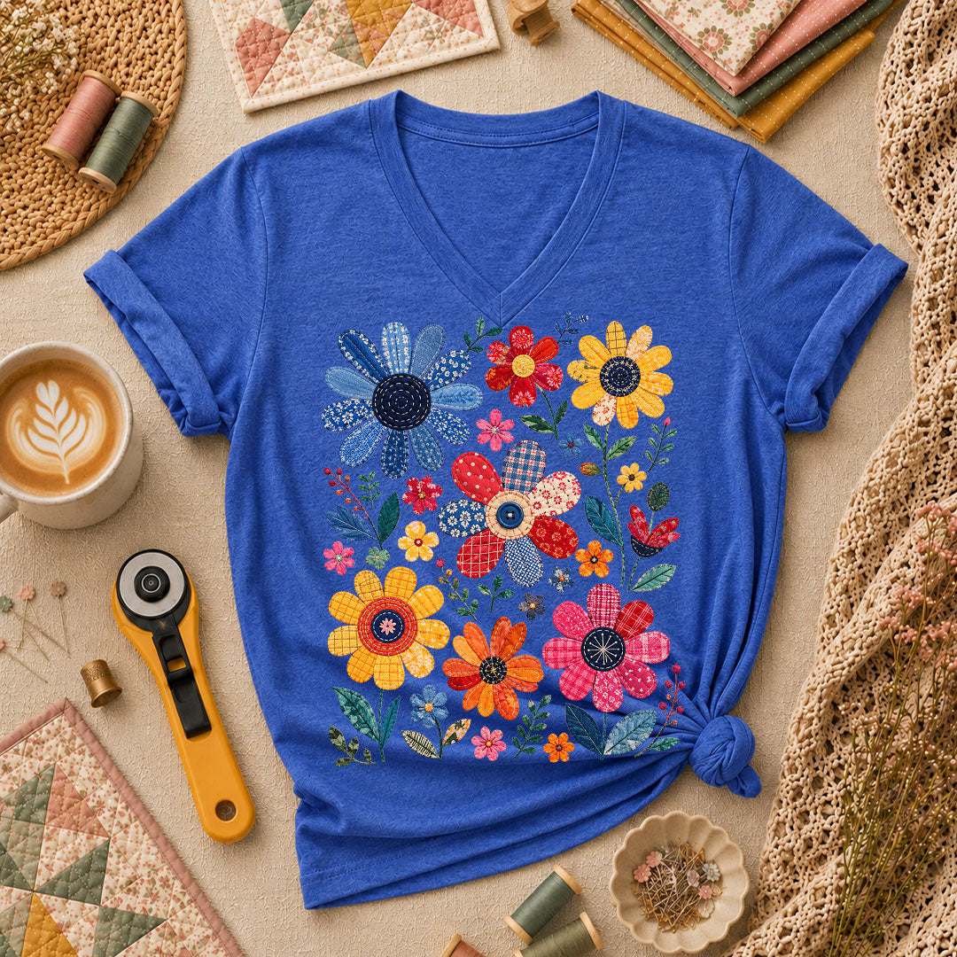 Ladies V-Neck Heather True Royal