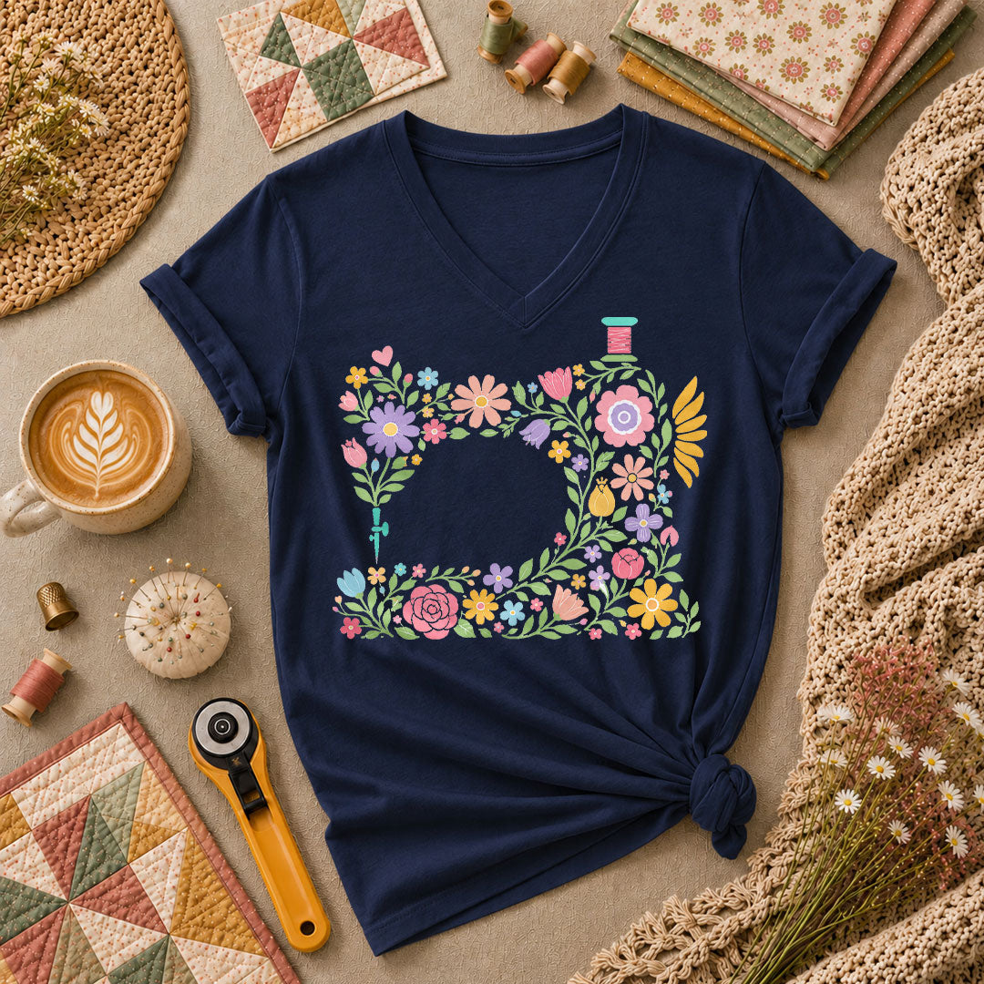 Floral Sewing Machine Shirt – Quilting & Sewing Lover Gift Tee