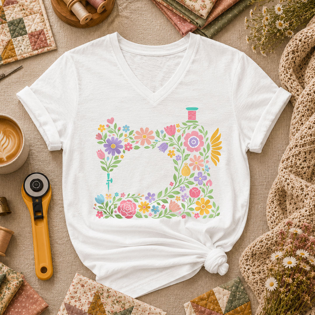 Floral Sewing Machine Shirt – Quilting & Sewing Lover Gift Tee