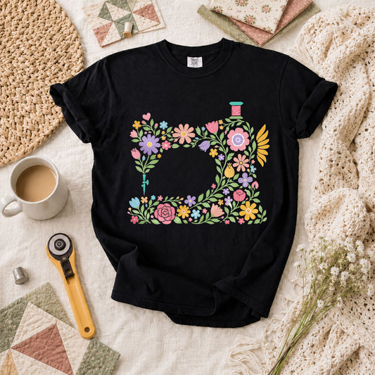 Floral Sewing Machine Shirt – Quilting & Sewing Lover Gift Tee