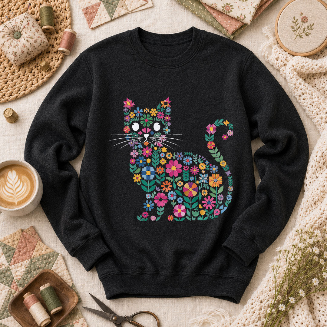 Floral Quilt Cat T-Shirt