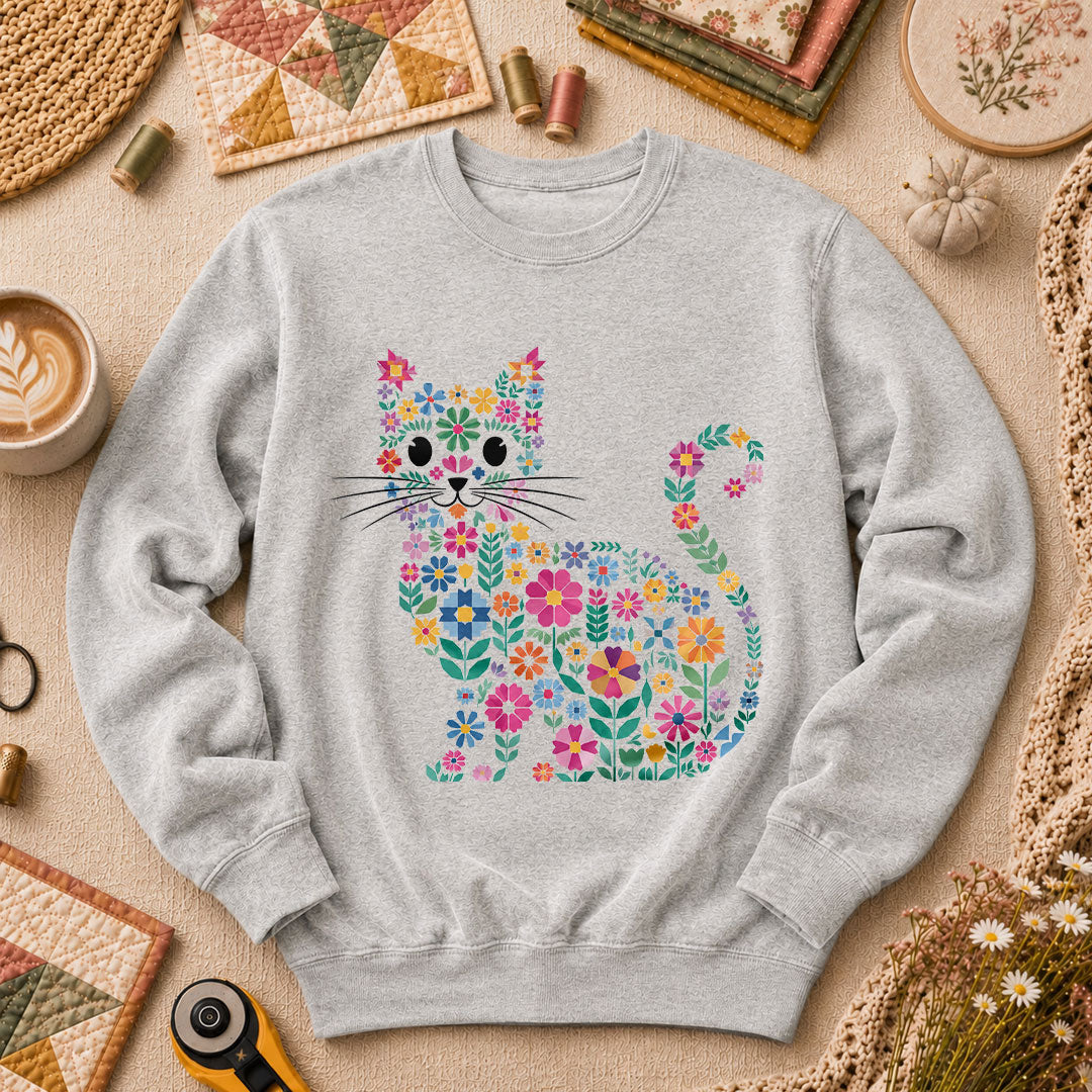 Floral Quilt Cat T-Shirt